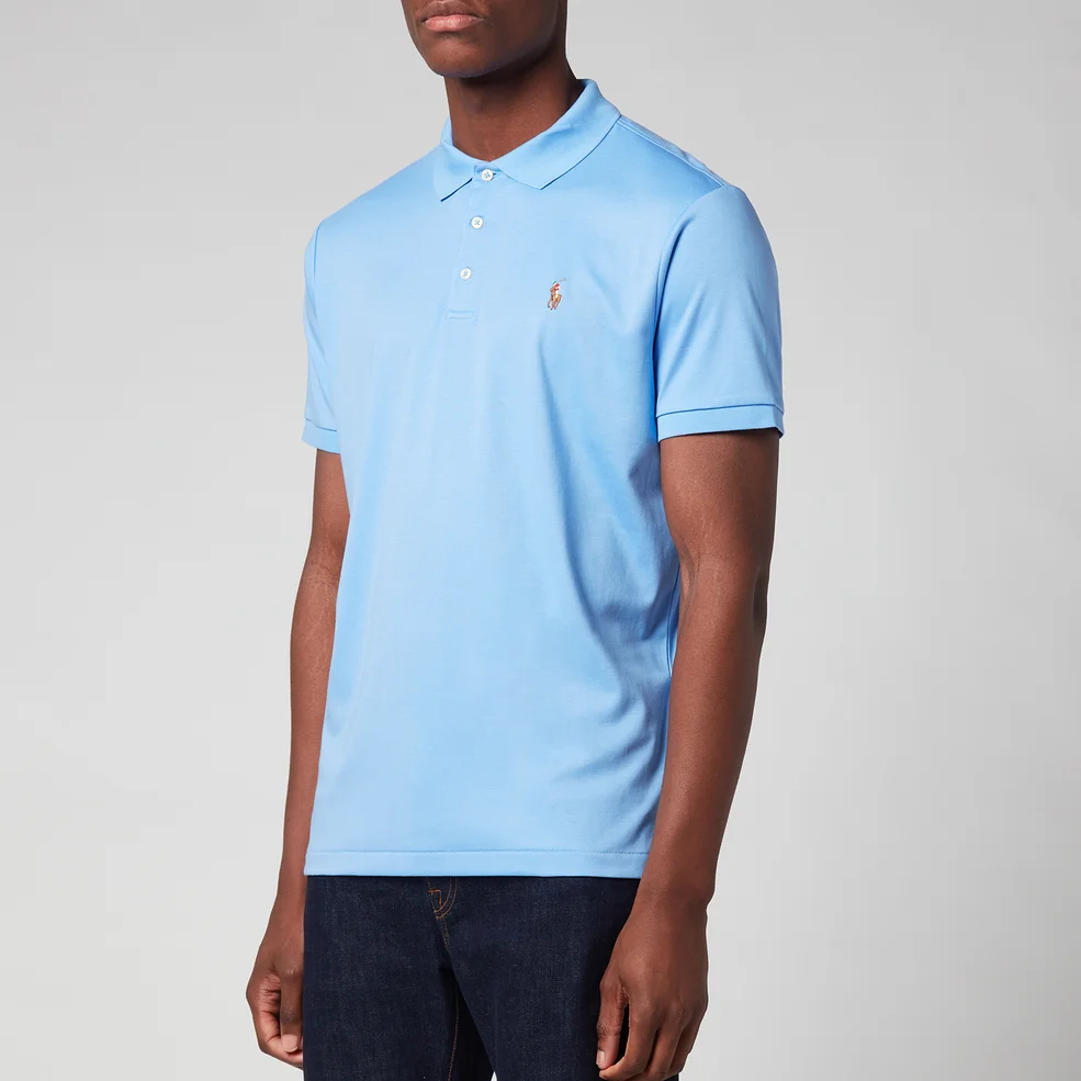 Polo Ralph Lauren Men's Custom Slim Fit Pima Polo Shirt - Harbor Island Blue Image 1