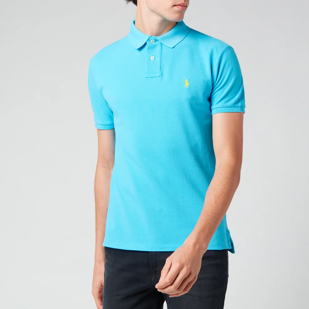 Polo Ralph Lauren Men's Slim Fit Mesh Polo Shirt - Lindsay Blue Image 1