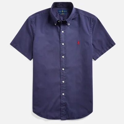 Polo Ralph Lauren Men's Slim Fit Garment Dyed Twill Short Sleeve Shirt - Cruise Navy