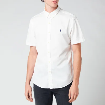 Polo Ralph Lauren Men's Slim Fit Garment Dyed Twill Short Sleeve Shirt - White