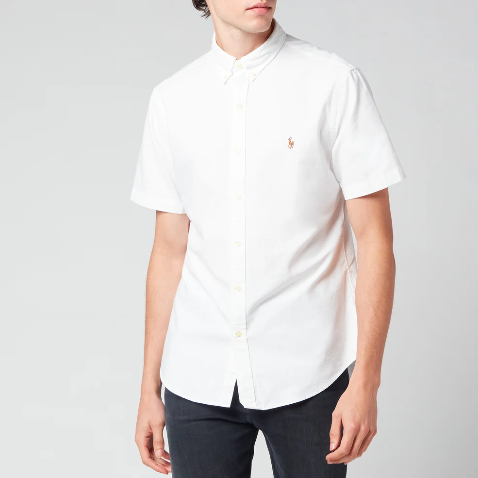 Polo Ralph Lauren Men's Slim Fit Classic Oxford Short Sleeve Shirt - BSR White Image 1