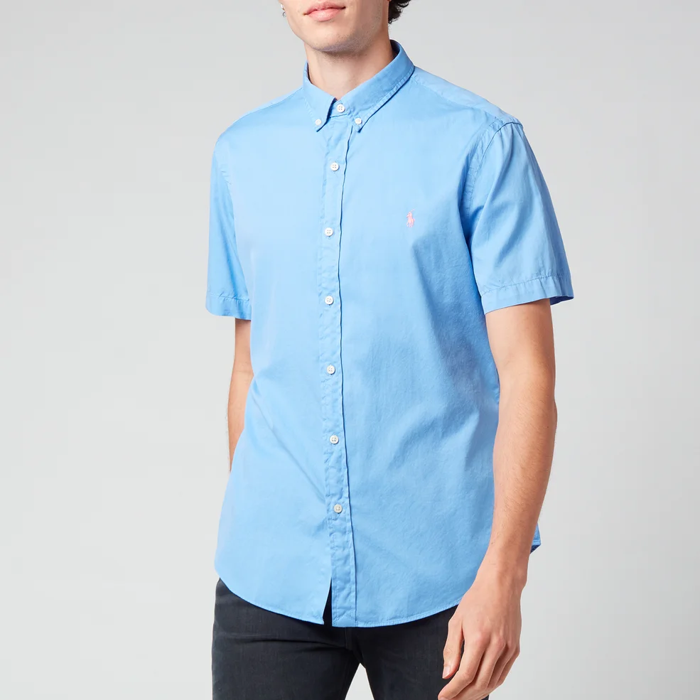 Polo Ralph Lauren Men's Slim Fit Garment Dyed Twill Short Sleeve Shirt - Cabana Blue Image 1