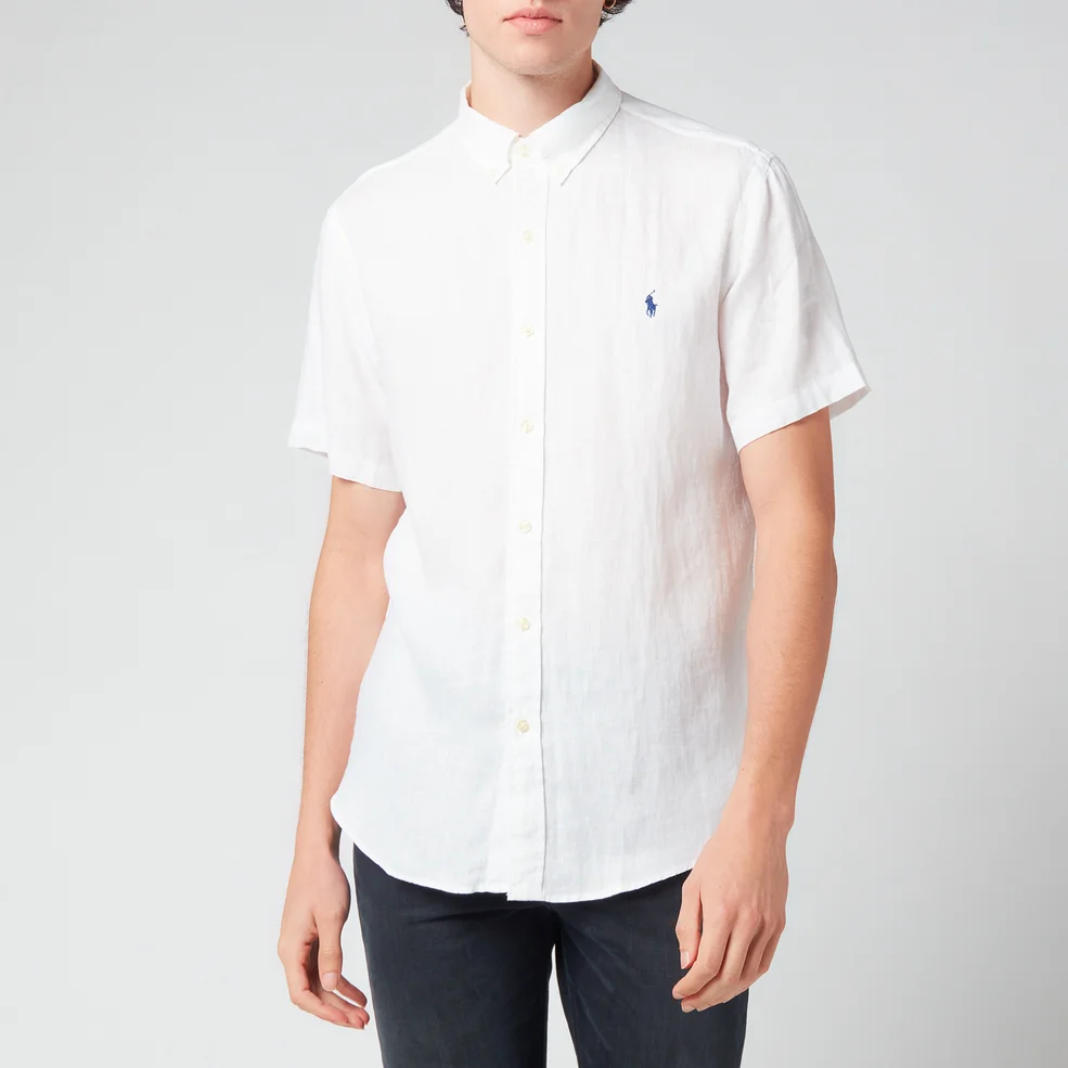 Polo Ralph Lauren Men's Slim Fit Linen Short Sleeve Shirt - White Image 1