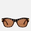 Bottega Veneta Women's Intrecciato Print Rectangle Acetate Sunglasses - Brown - Image 1