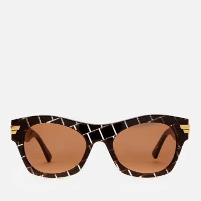 Bottega Veneta Women's Intrecciato Print Rectangle Acetate Sunglasses - Brown