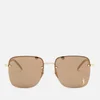 Saint Laurent Women's Square Metal Sunglasses - Gold/Brown - Image 1