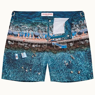 Orlebar Brown Men's Bulldog Portofino Paradiso Print Mid Length Swim Shorts - Multi