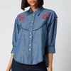 See by Chloé Women's Chambray Frill Collar Shirt - Faded Indigo - Image 1