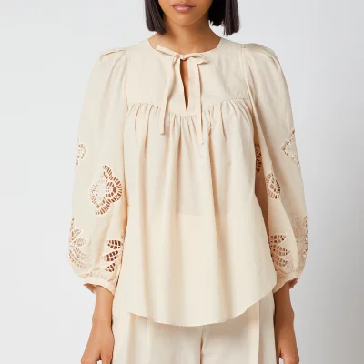 See by Chloé Women's Cotton Voile & Guipure Blouse - Macadamia Brown