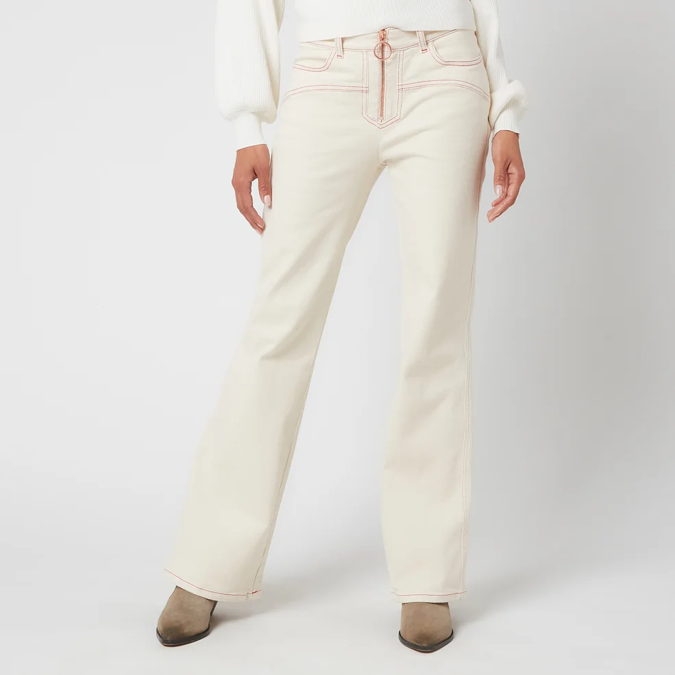 See by Chloé Women's Topstitched White Denim - Buttercream Image 1