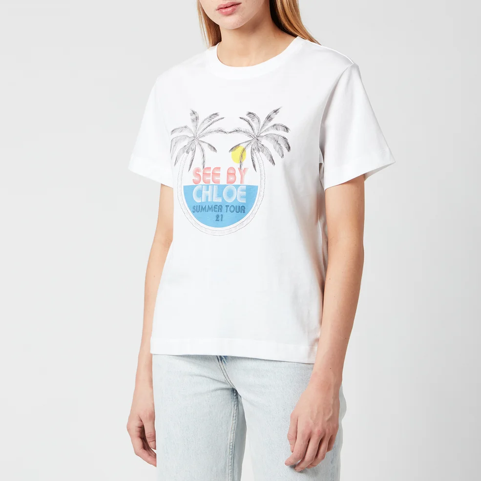 See by Chloé Women's Summer Tour On Cotton Jersey T-Shirt - White Image 1