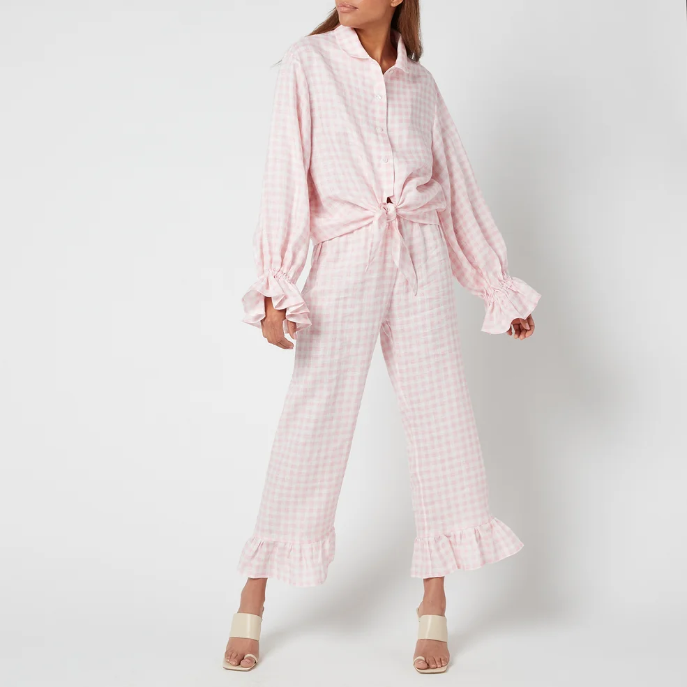 Sleeper Women's Rumba Linen Lounge Suit - Pink Vichy Image 1