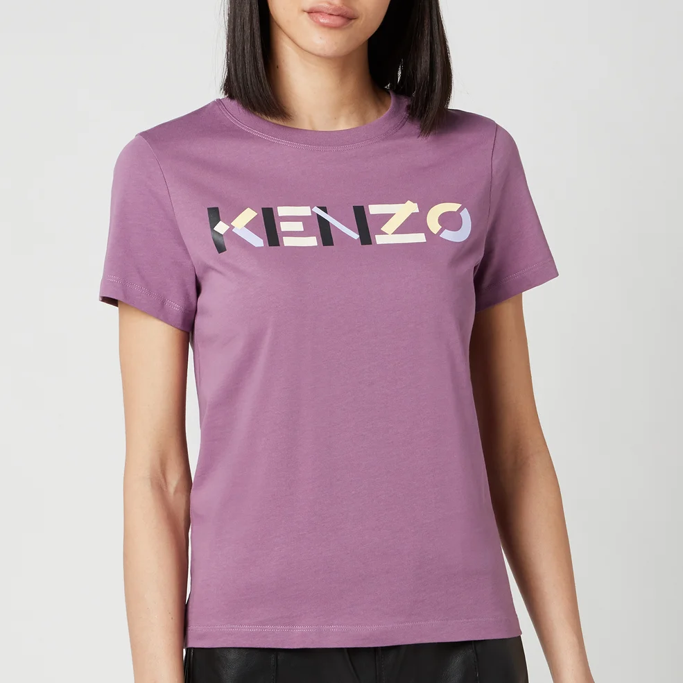 KENZO Women's KENZO Logo Multico Classic Tshirt - Blackcurrant Image 1