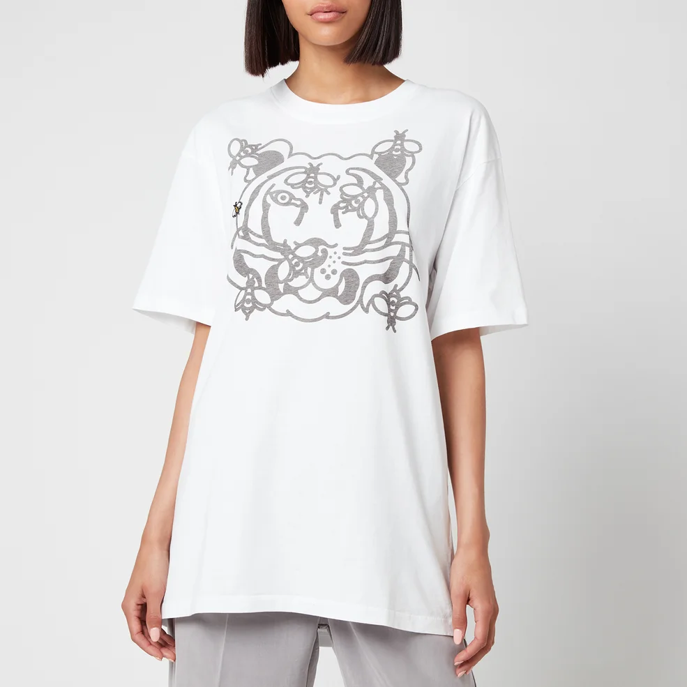 KENZO Women's Bee A Tiger Oversize T-Shirt - Pale Grey Image 1