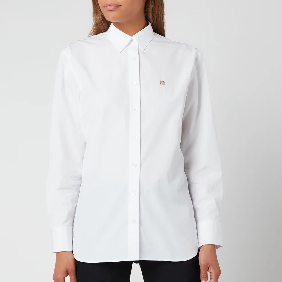 Maison Kitsuné Women's Fox Head Embroidery Classic Shirt - White Image 1