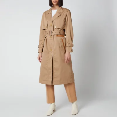 Coach Women's Cotton Trench with Leather Trim - Beige