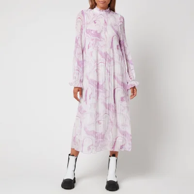 Ganni Women's Pleated Georgette Dress - Orchid Bloom