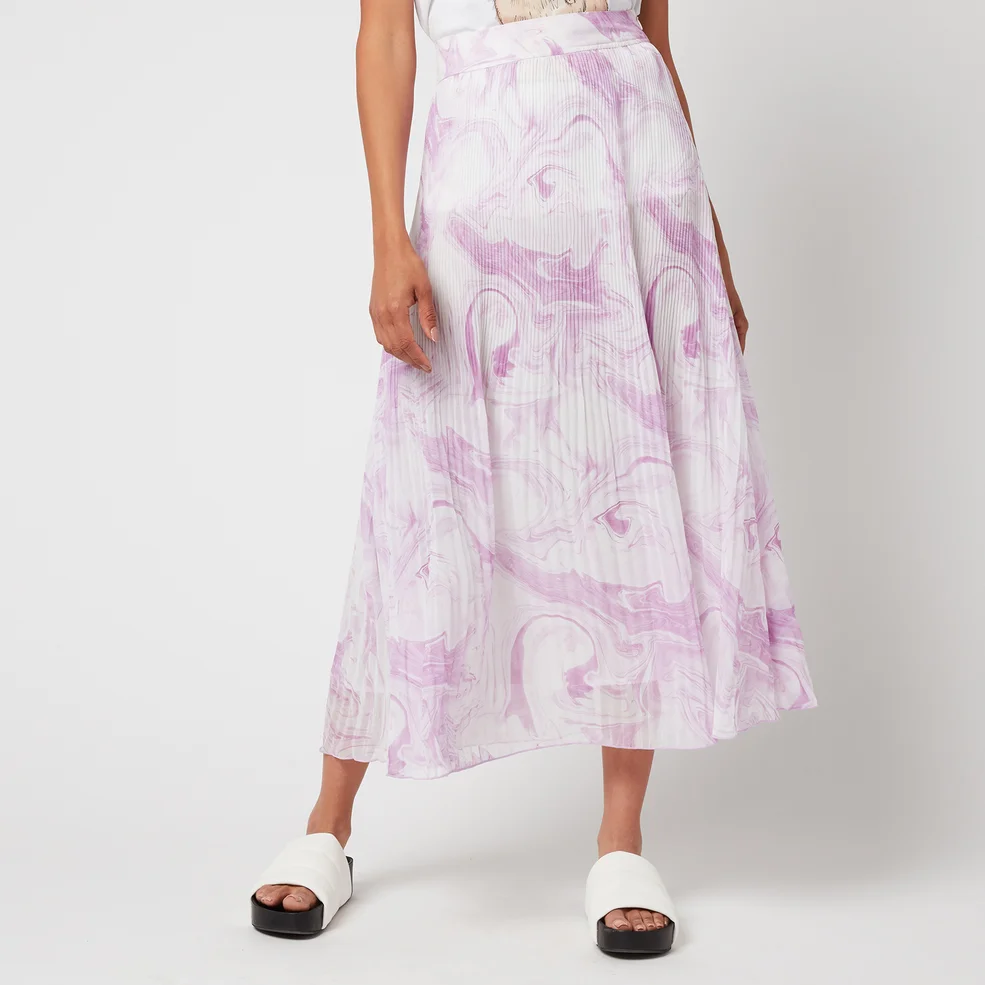 Ganni Women's Pleated Georgette Skirt - Orchid Bloom Image 1