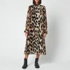 Ganni Women's Pleated Georgette Midi Dress - Maxi Leopard - Image 1