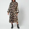 Ganni Women's Linen Canvas Coat - Maxi Leopard - Image 1