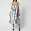 Ganni Women's Shiny Jacquard Strap Dress - Silver - Image 1