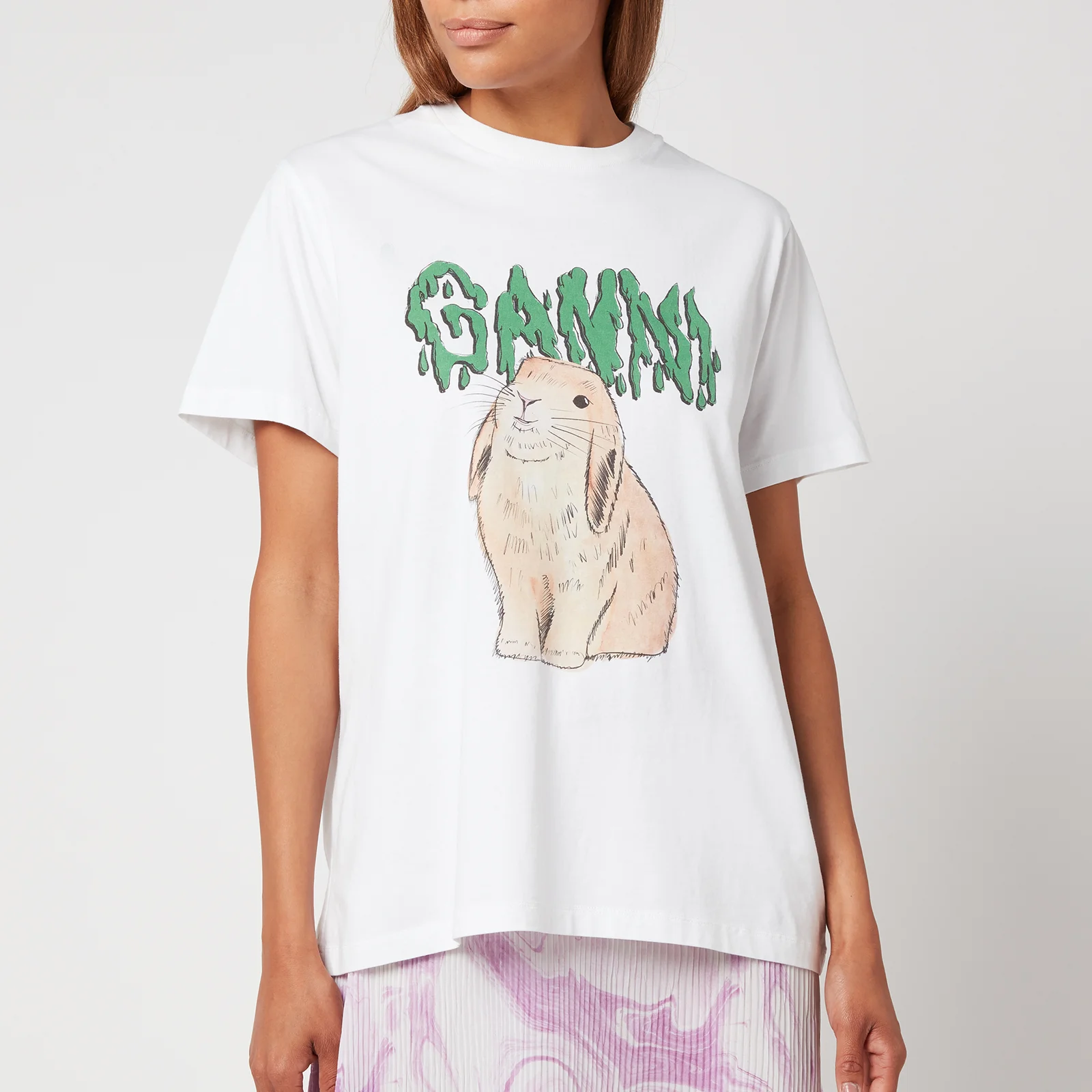 Ganni Women's Basic Cotton Jersey T-Shirt - White Image 1