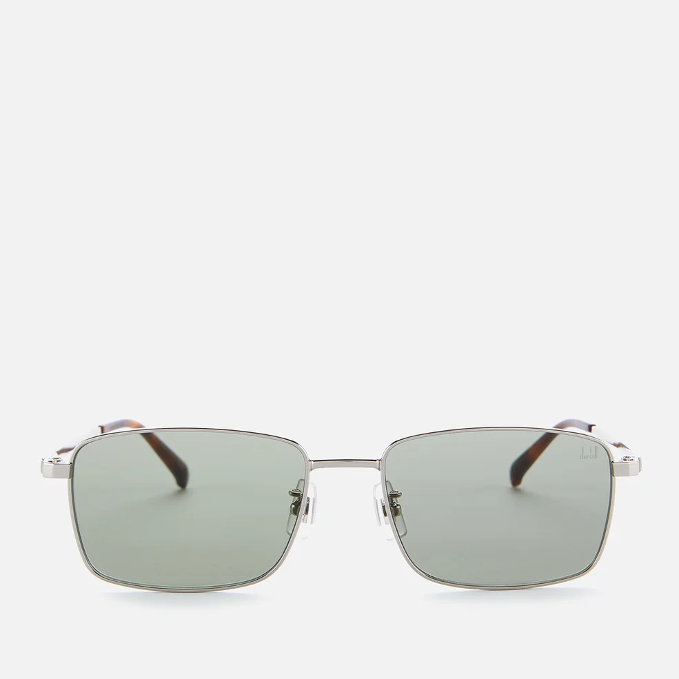 Dunhill Men's Metal Frame Rectangle Sunglasses - Silver/Green Image 1