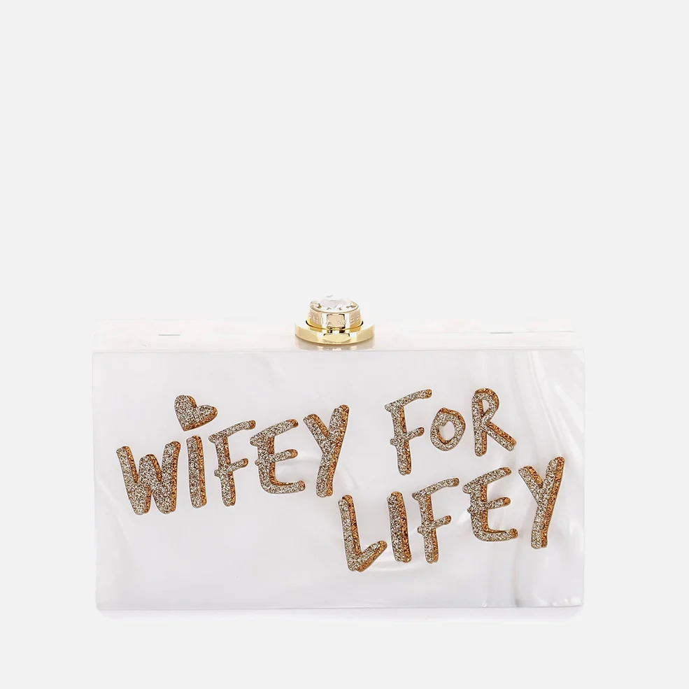 Sophia Webster Women's Cleo Wifey For Lifey - White & Gold Image 1