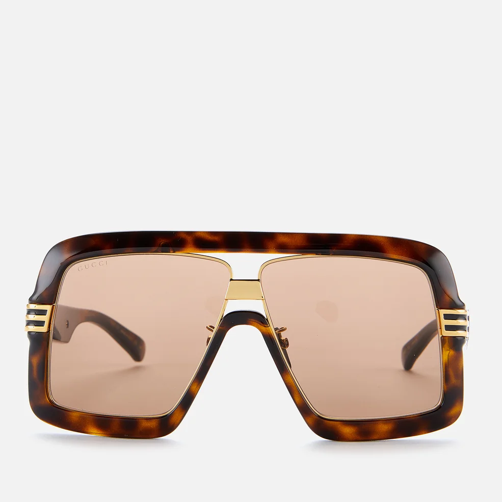 Gucci Men's Oversized Sunglasses - Havana/Brown Image 1
