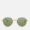 Gucci Men's Rounded Metal Sunglasses - Gold/Green - Image 1