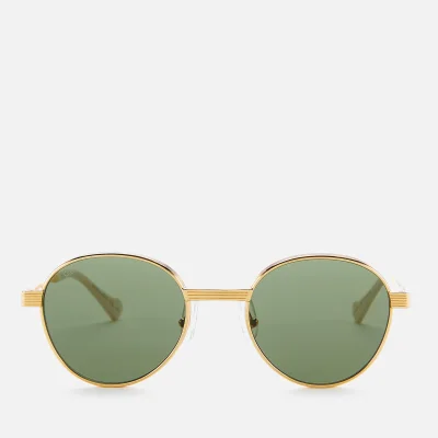 Gucci Men's Rounded Metal Sunglasses - Gold/Green