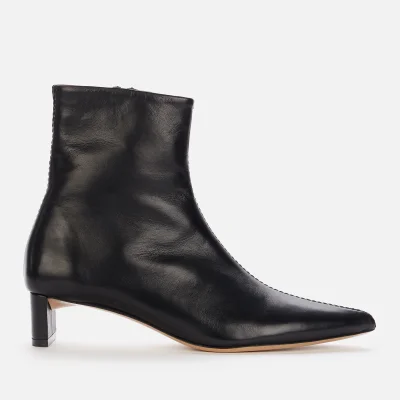 Mansur Gavriel Women's Pointy Leather Heeled Boots - Black