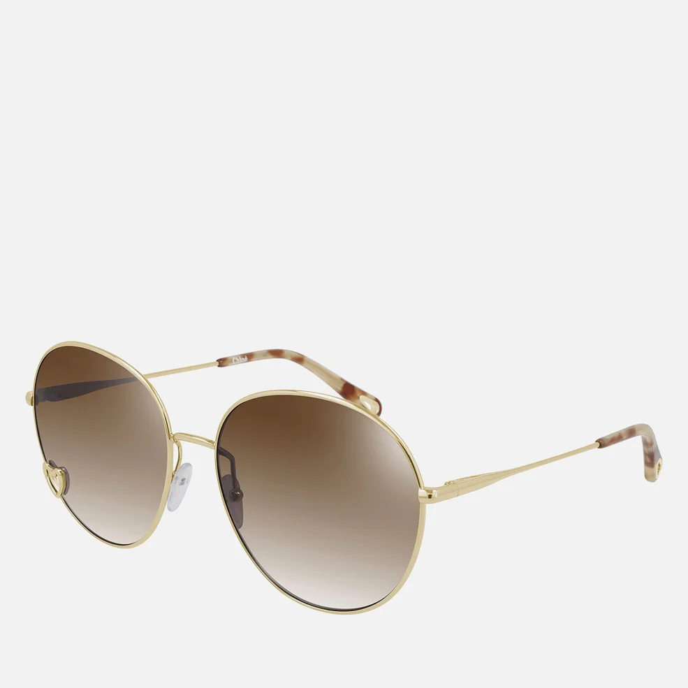 Chloé Women's Aimée Round Metal Sunglasses - Gold/Brown Image 1