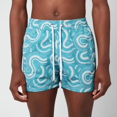 Frescobol Carioca Men's Duna Sports Shorts - Amber/Green Lagoon