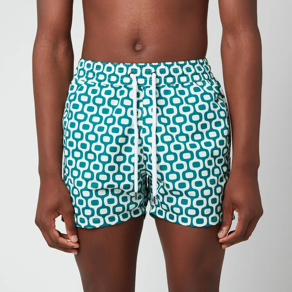Frescobol Carioca Men's Ipanema Shorts - Green Lagoon/Off White Image 1