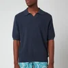 Frescobol Carioca Men's Cotton Silk Blend V Polo Shirt - Navy - Image 1