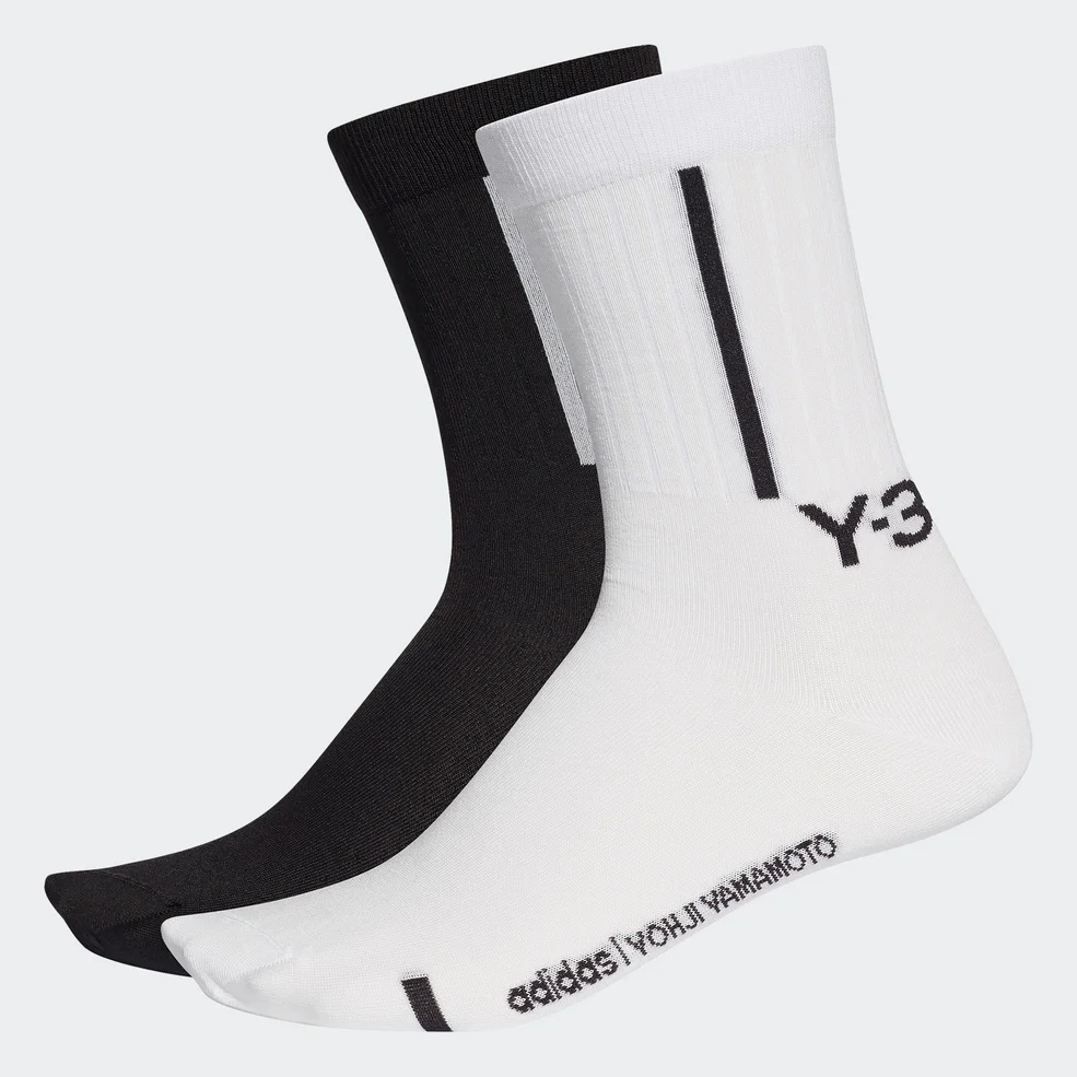 Y-3 Men's 2-Pack Crew Socks - Black/Core White Image 1