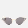 Gucci Women's Glitter Detail Cat Eye Sunglasses - Gold/Grey - Image 1