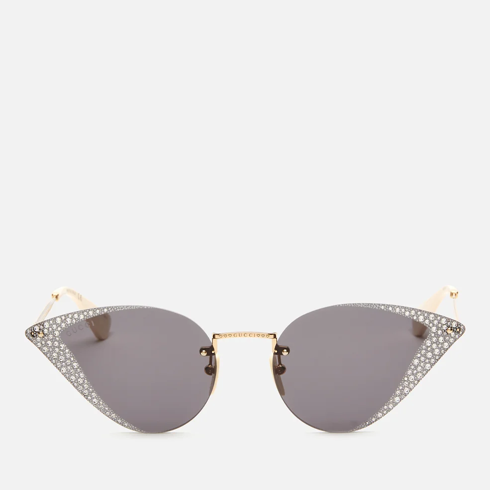 Gucci Women's Glitter Detail Cat Eye Sunglasses - Gold/Grey Image 1