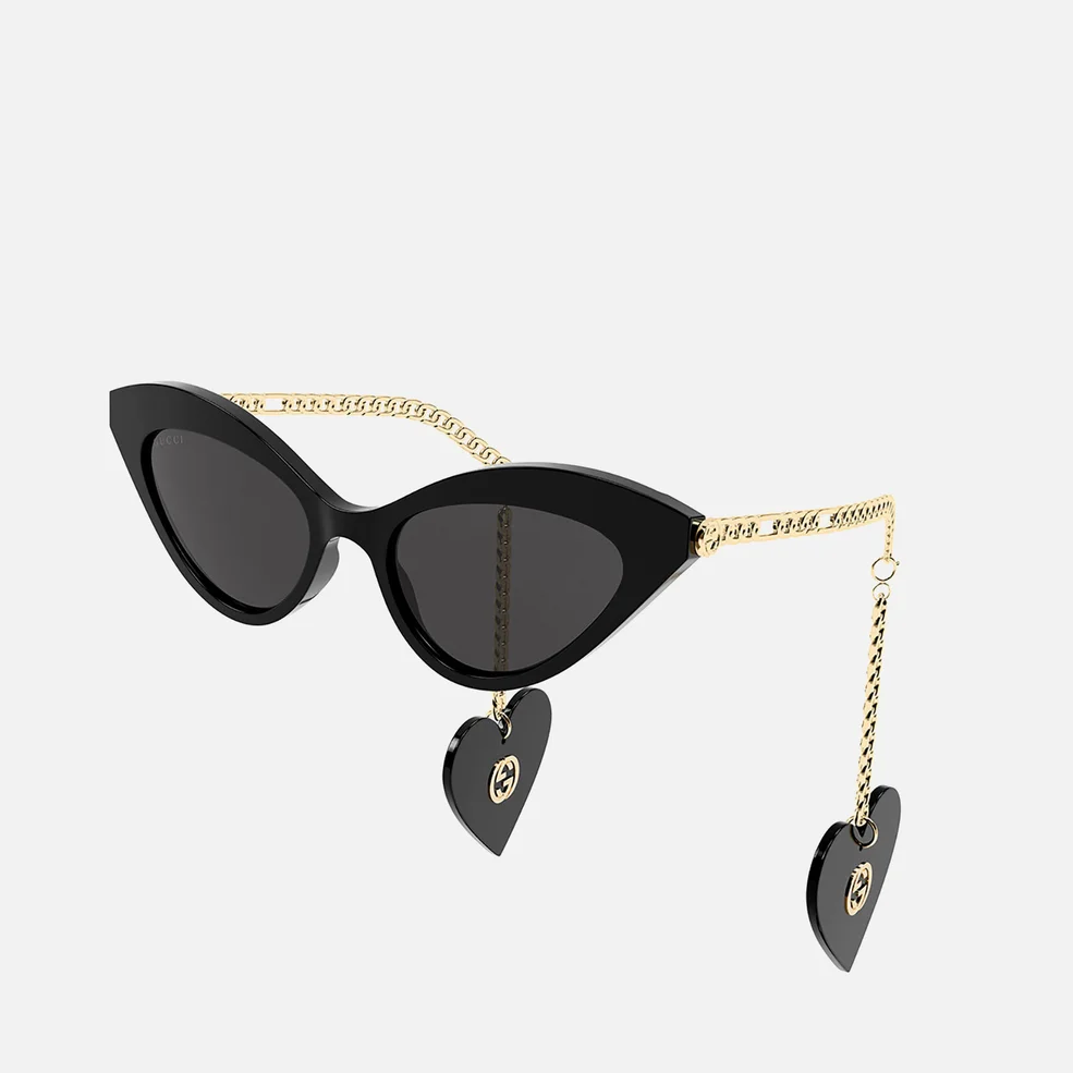 Gucci Women's Cat Eye Acetate Frames with Charm Sunglasses - Black/Gold/Grey Image 1
