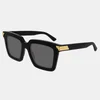 Bottega Veneta Women's Square Acetate Sunglasses - Black/Grey - Image 1