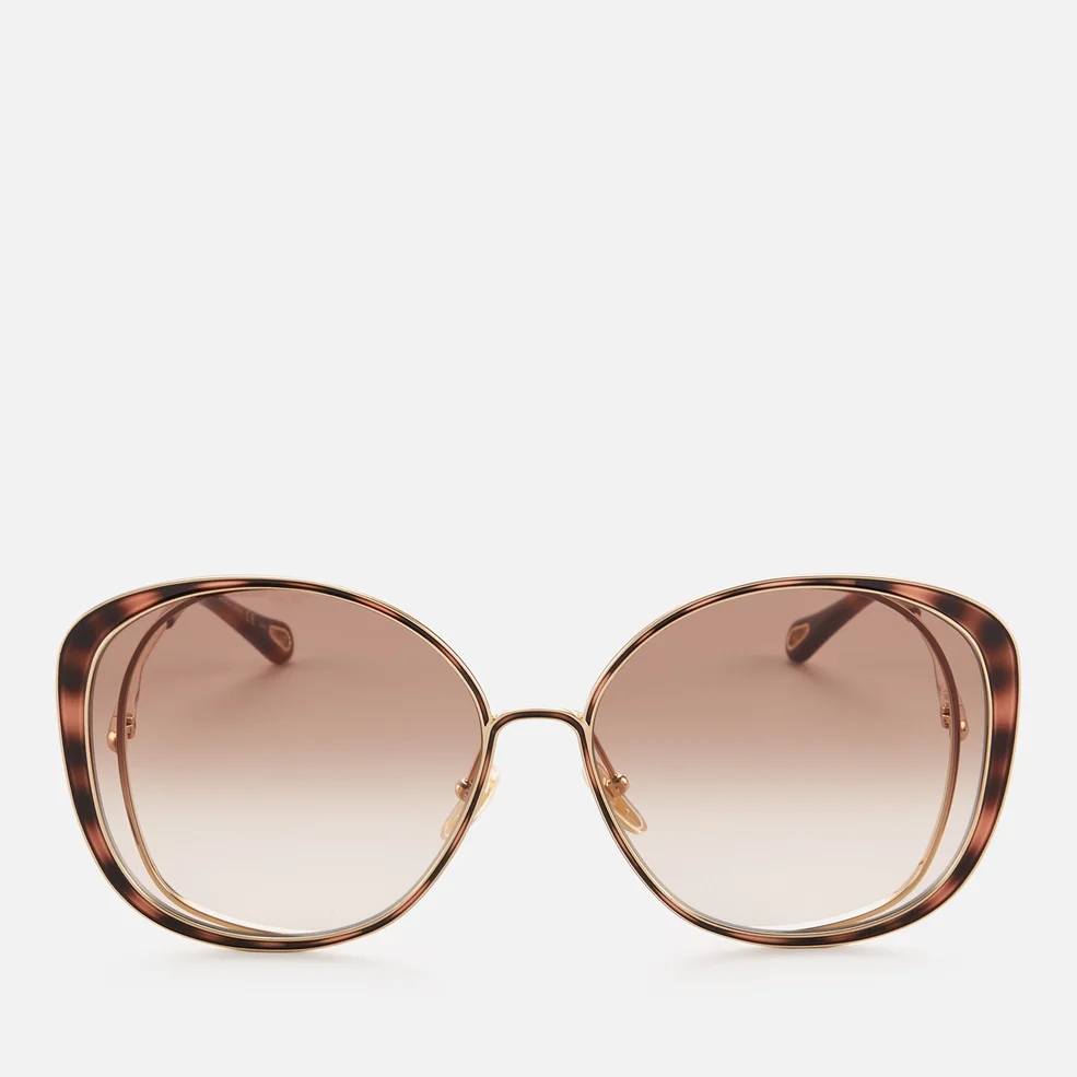Chloé Women's Oversized Square Cat Eye Sunglases - Gold/Brown Image 1