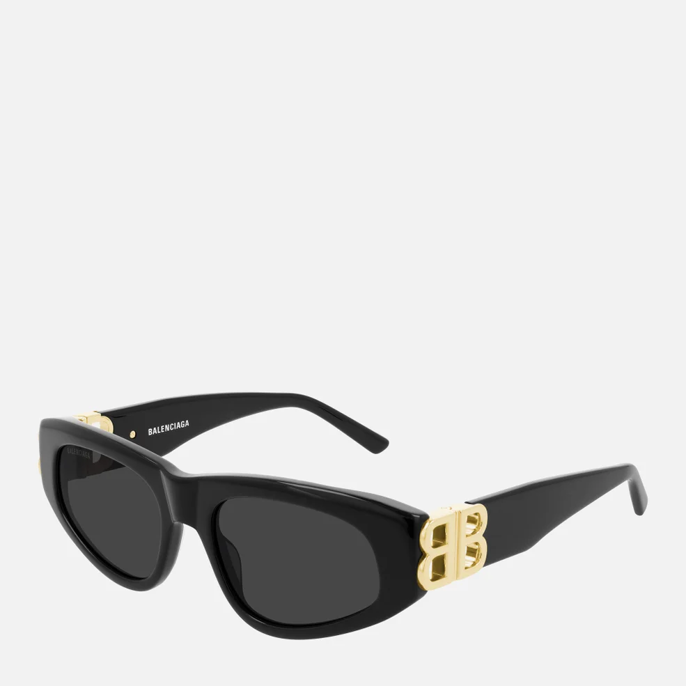 Balenciaga Women's Oval Acetate Sunglasses - Black/Gold Image 1