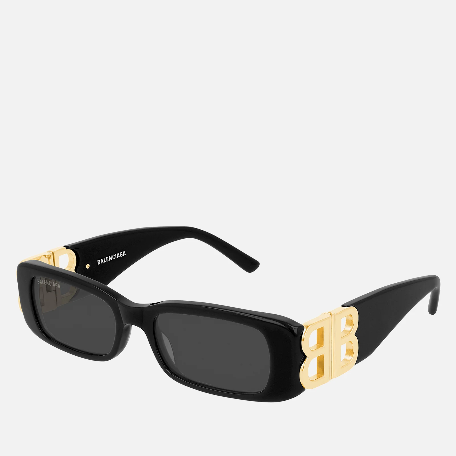 Balenciaga Women's BB Logo Rectangular Acetate Sunglasses - Black/Gold Image 1