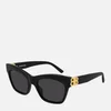 Balenciaga Women's - Cat Eye Acetate Sunglasses - Black/Gold - Image 1