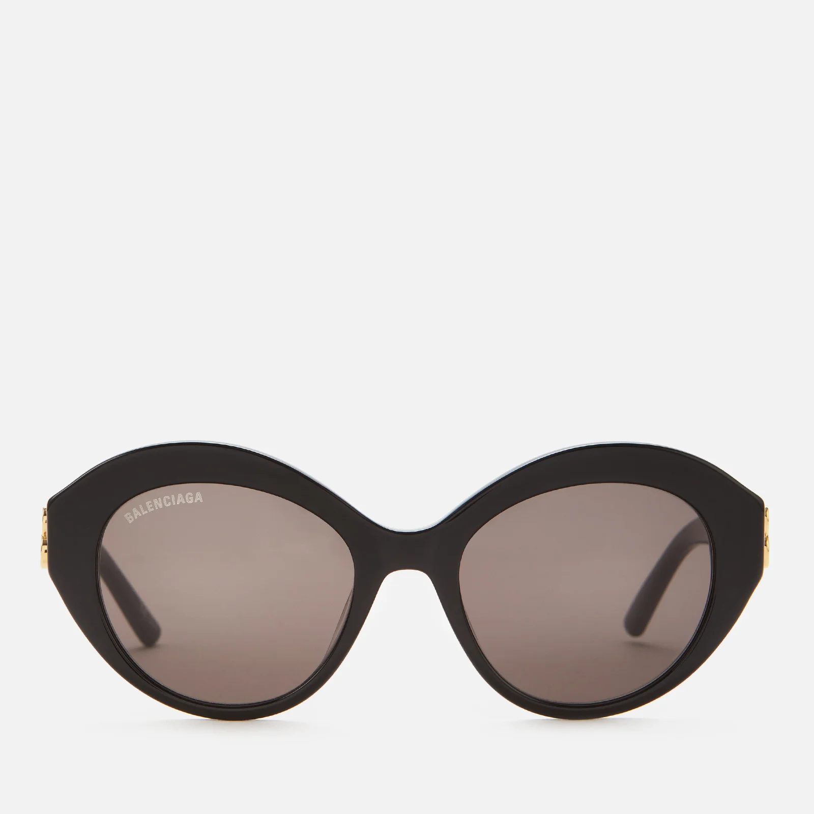 Balenciaga Women's BB Oversized Round Acetate Sunglasses - Black/Gold Image 1