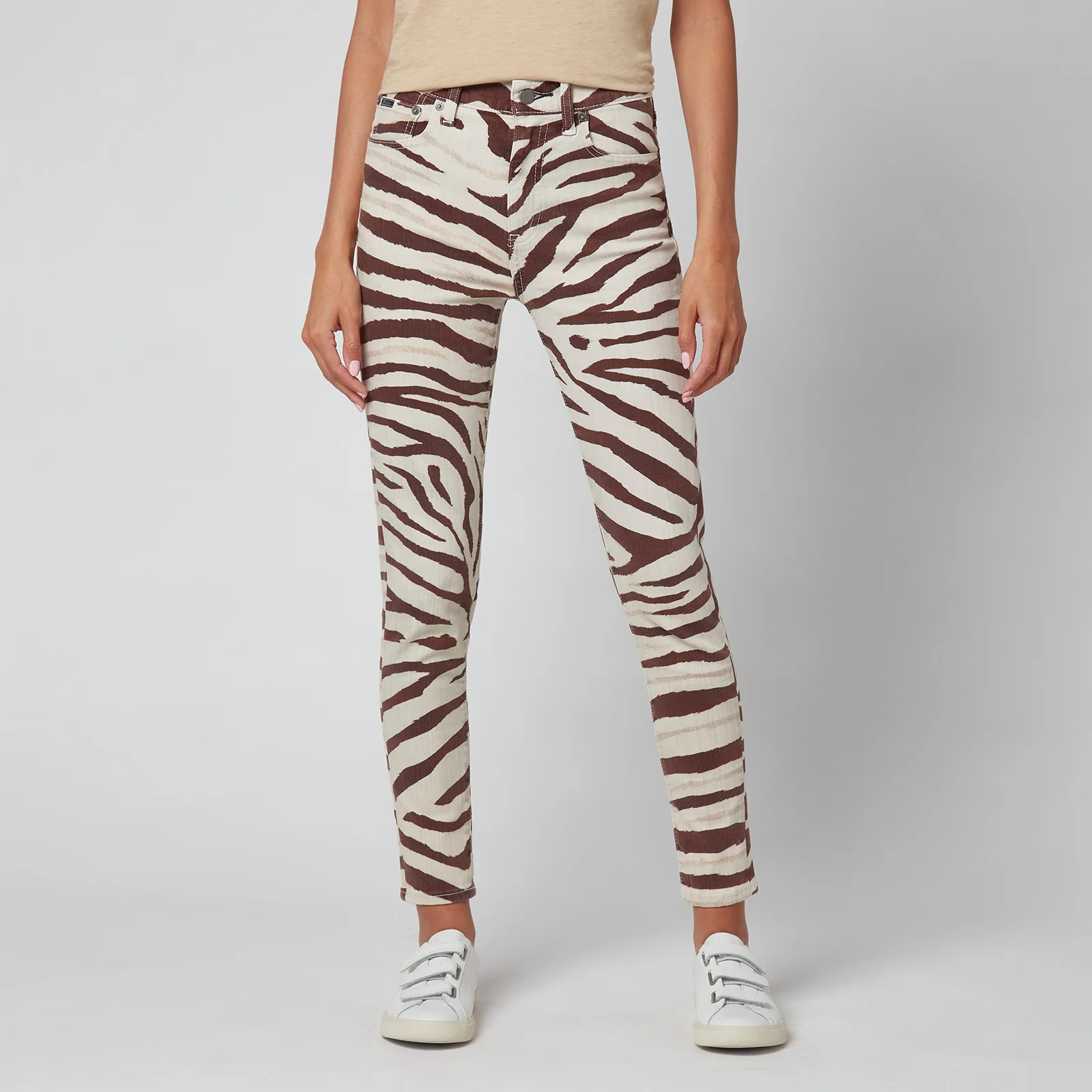 Polo Ralph Lauren Women's High Rise Skinny Jeans - Black/White Zebra Image 1