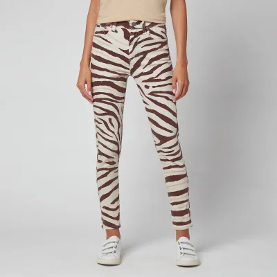 Polo Ralph Lauren Women's High Rise Skinny Jeans - Black/White Zebra