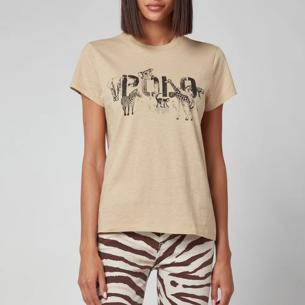 Polo Ralph Lauren Women's Zebra Polo Logo T-Shirt - Dune Tan Image 1