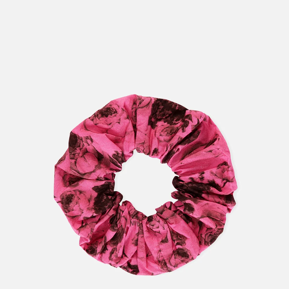Ganni Women's Floral Cotton Scrunchie - Shocking Pink Image 1